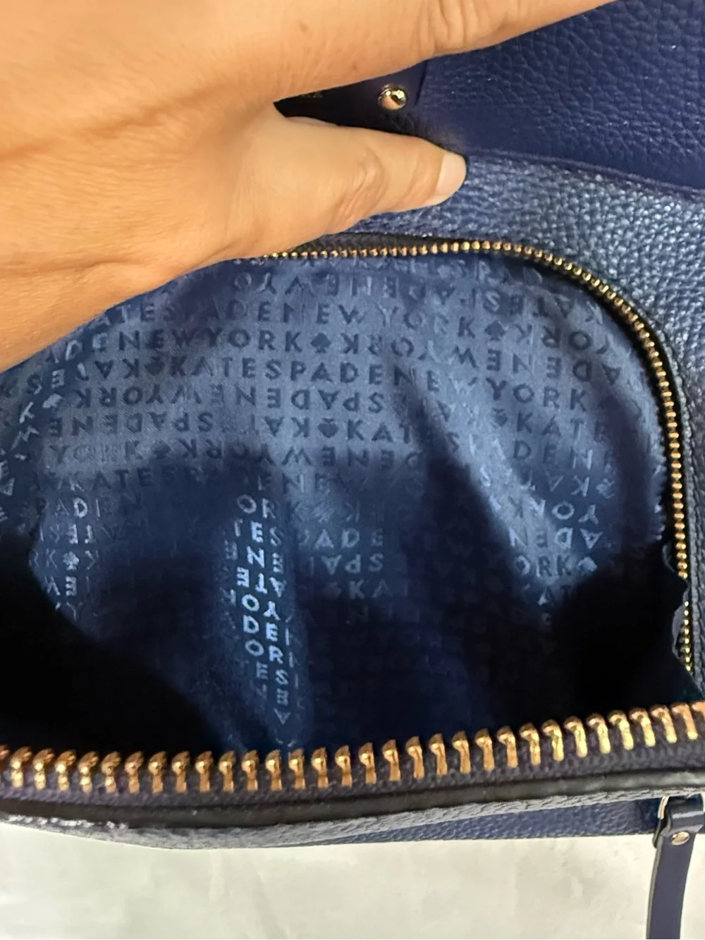 Kate Spade Kristi Medium Flap Backpack Navy Blue Leather Bag Purse